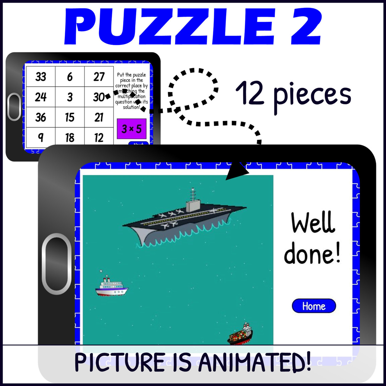Multiplication Facts for 3 Times Table Practice - Mystery Pictures - Boom™ Cards