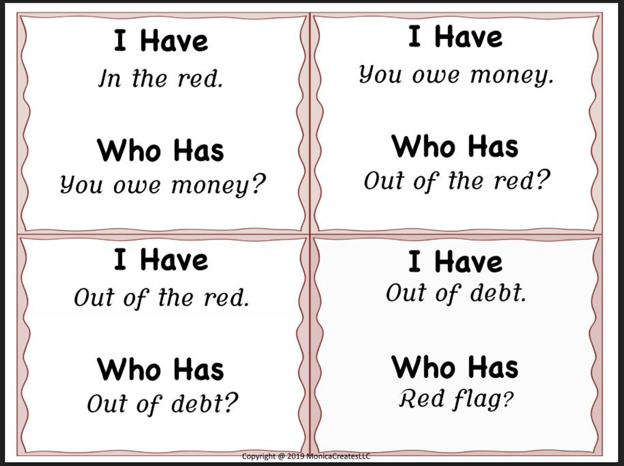 IDIOMS: COLOR IDIOMS (Figurative Language ) I Have, Who Has? Game /Activity