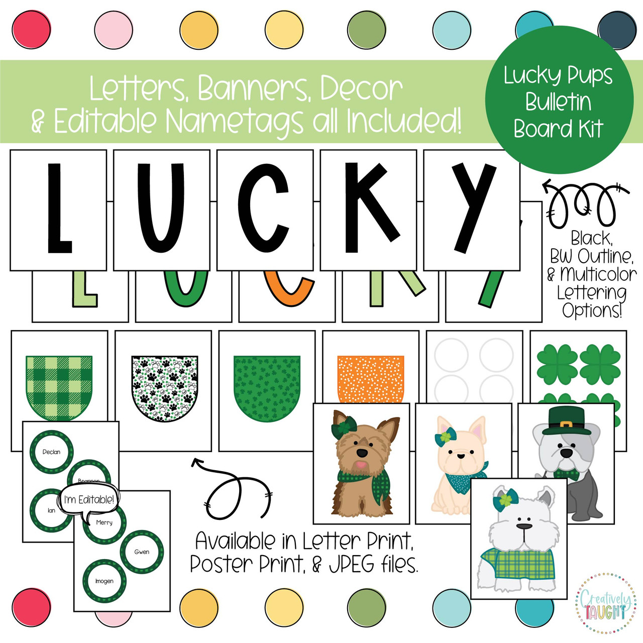 Lucky Pups - St Patricks Day Bulletin Board Kit by Creatively Taught ...