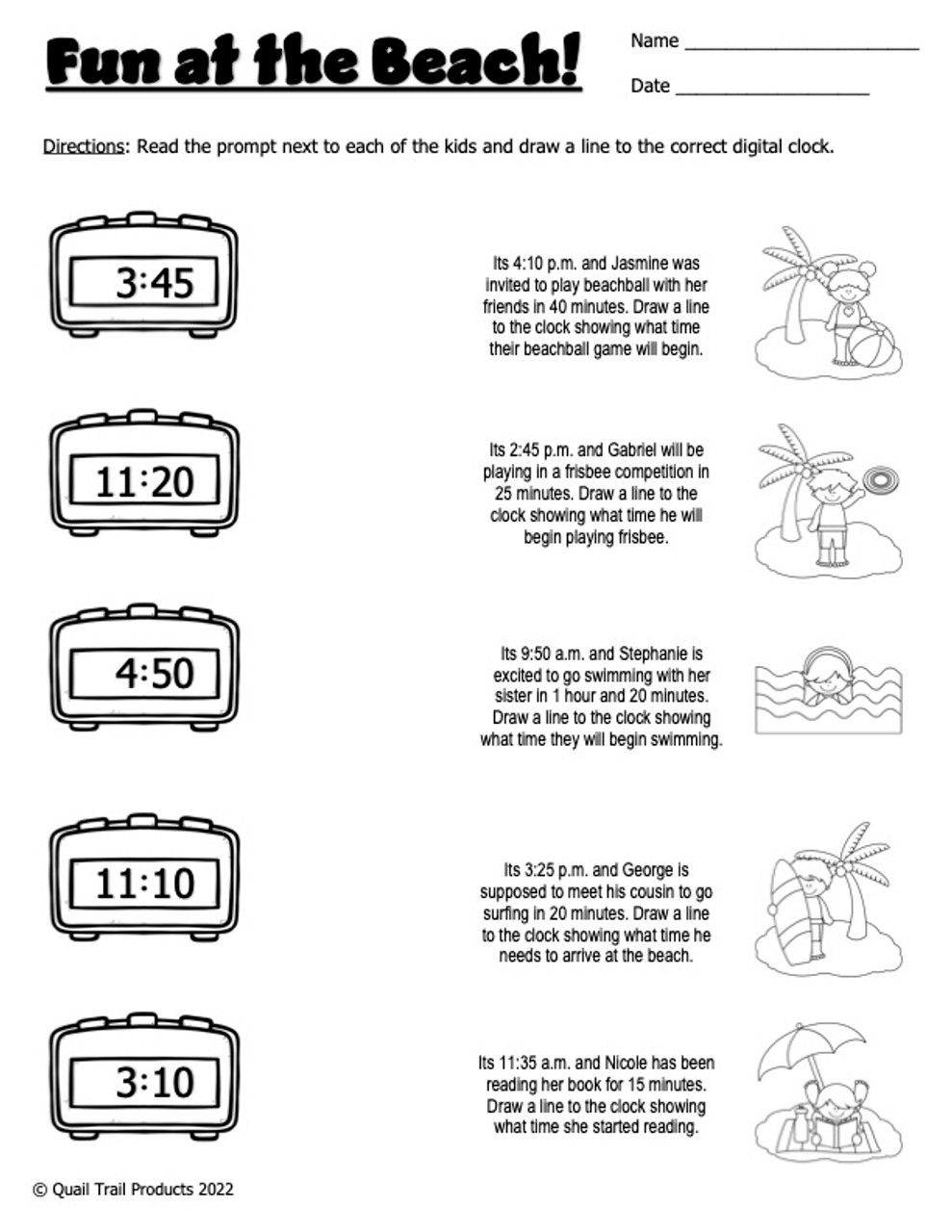elapsed-time-worksheets-time-for-the-beach for Elapsed Time Worksheets Free Printable Elapsed Time Worksheets - Time for the Beach for Elapsed Time Worksheets Free Printable