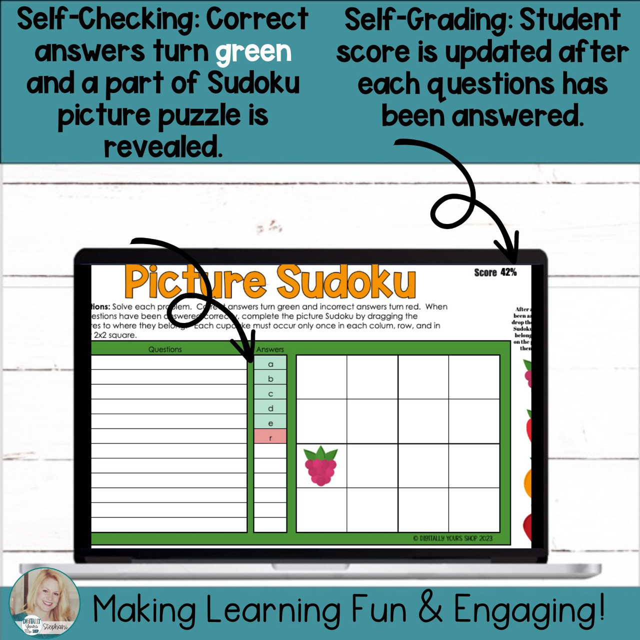 Editable Customizable Self-Checking Template Digital Activity Picture ...