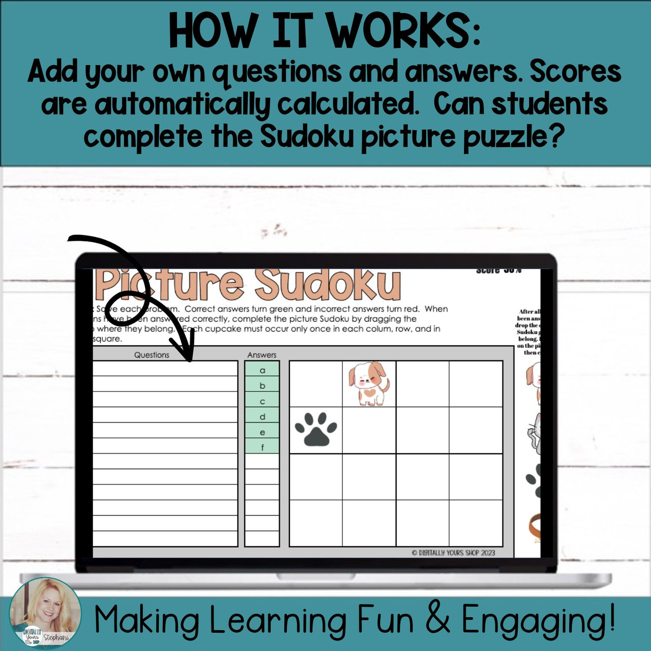 Editable Customizable Self-Checking Template Digital Activity Picture ...