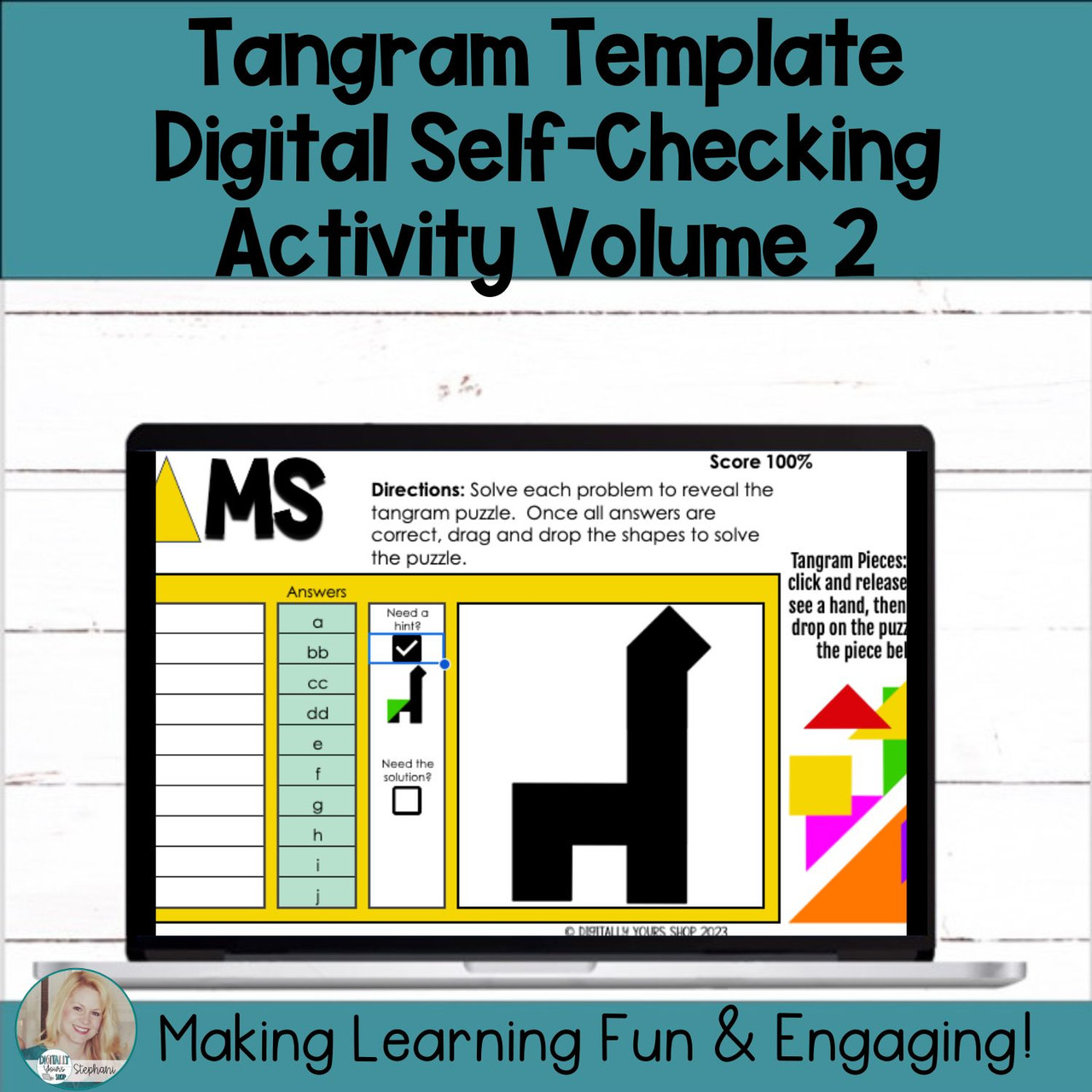 Editable - Self-Checking Self-Grading Tangram Template - Digital Activity  Vol. 2