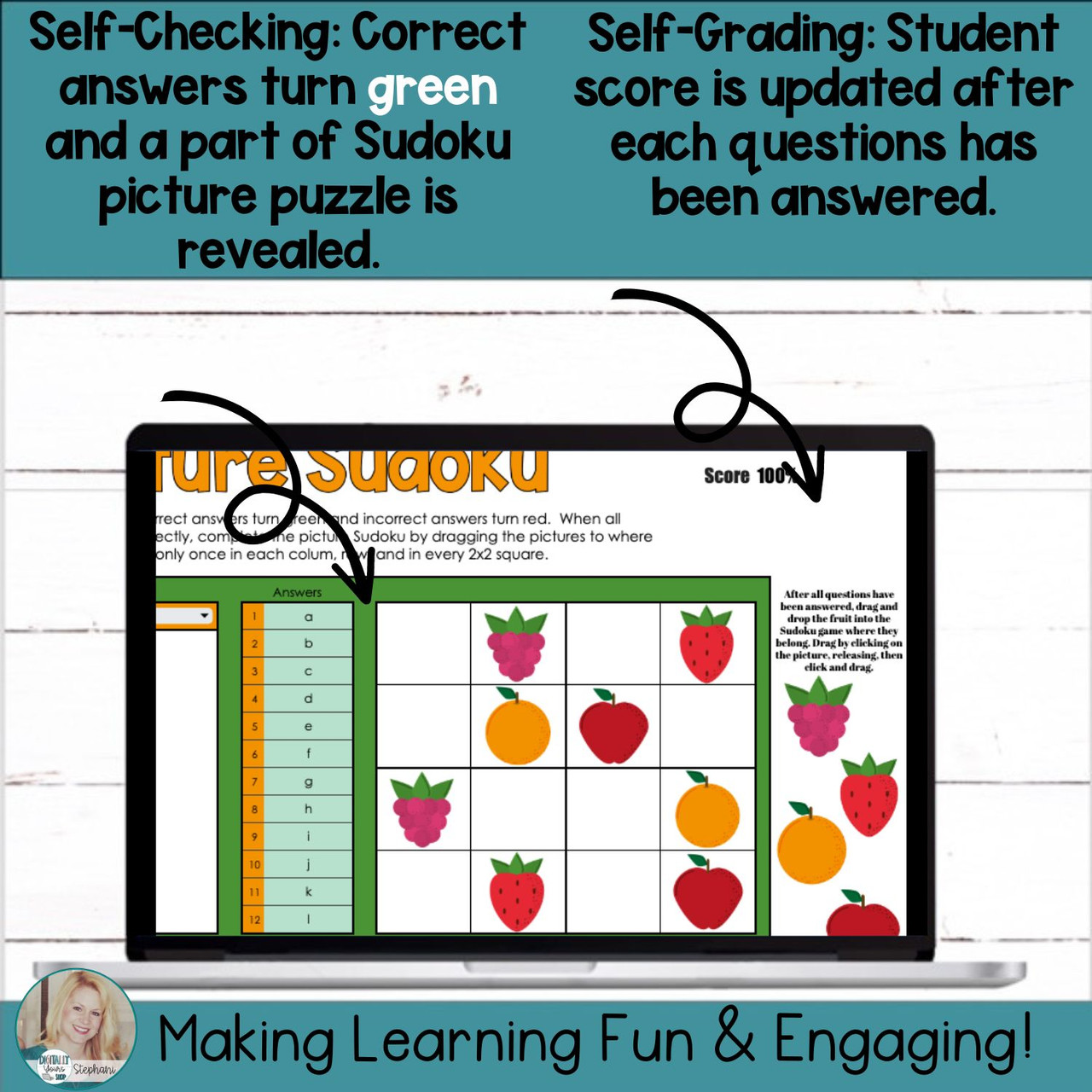 Editable Self-Checking Task Card Template Digital Activity Picture ...