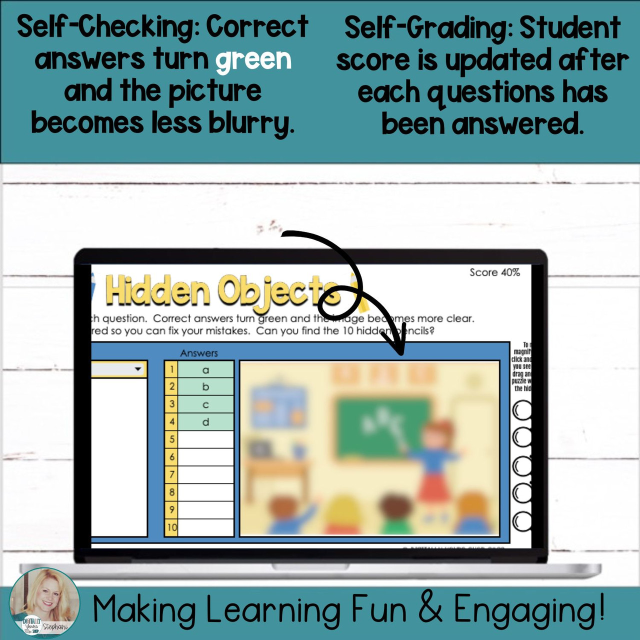 Editable Self Checking Hidden Pictures Task Card Template Activity Vol