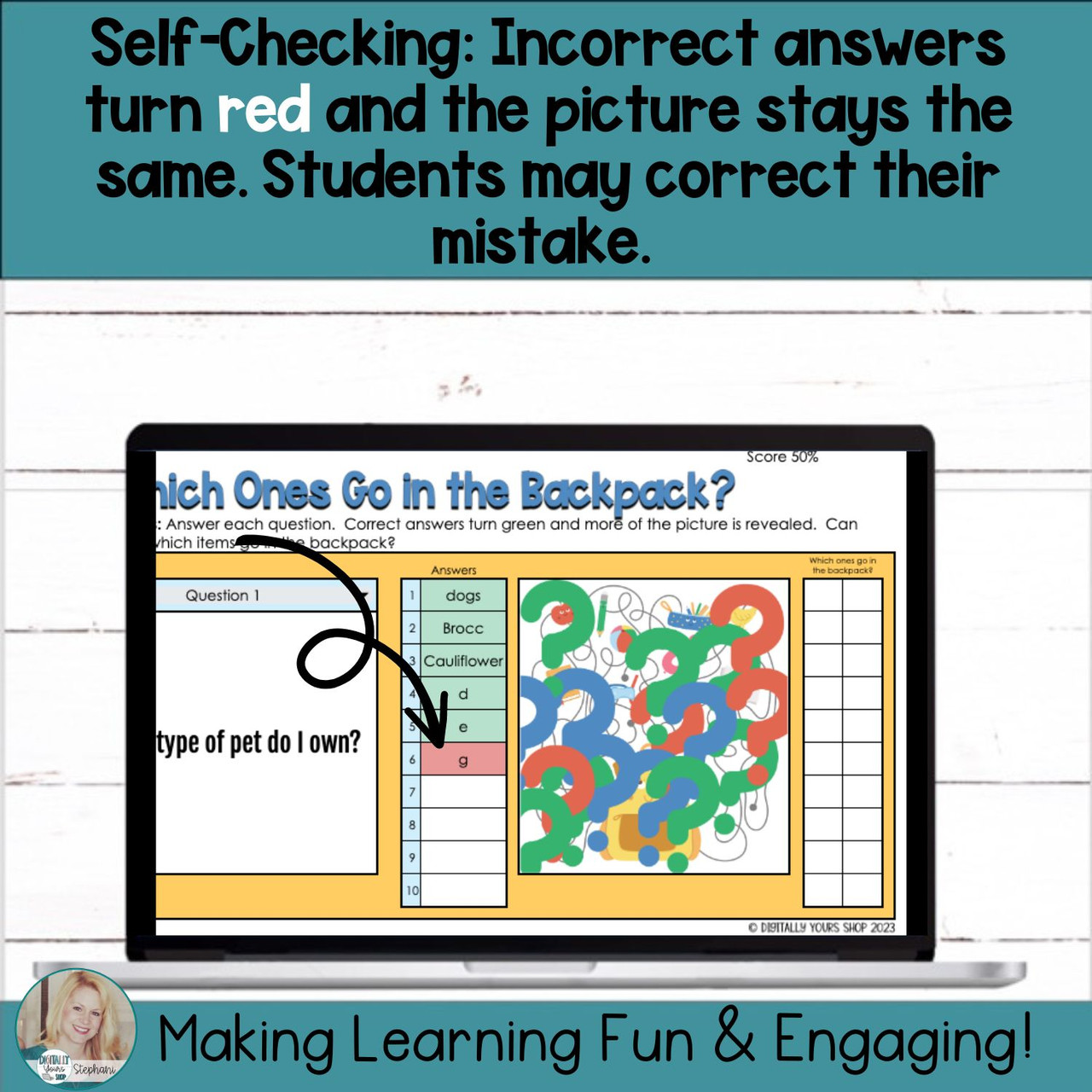 Editable Self-Checking Task Card Template Picture Maze Reveal Digital ...