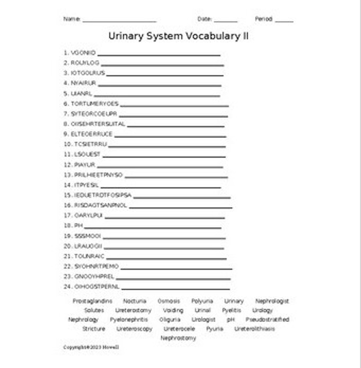 urinary-system-ii-word-scramble-for-a-medical-terminology-course-amped-up-learning for Free Printable Medical Terminology Worksheet Urinary System II Word Scramble for a Medical Terminology Course - Amped Up Learning for Free Printable Medical Terminology Worksheet