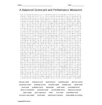 A Balanced Scorecard and Performance Measures Word Search - Amped Up ...