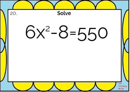 Solving Quadratic Equations using Square Roots: Google Slides - 20 ...