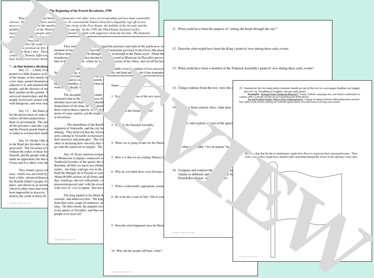 The French Revolution Primary Source Analysis