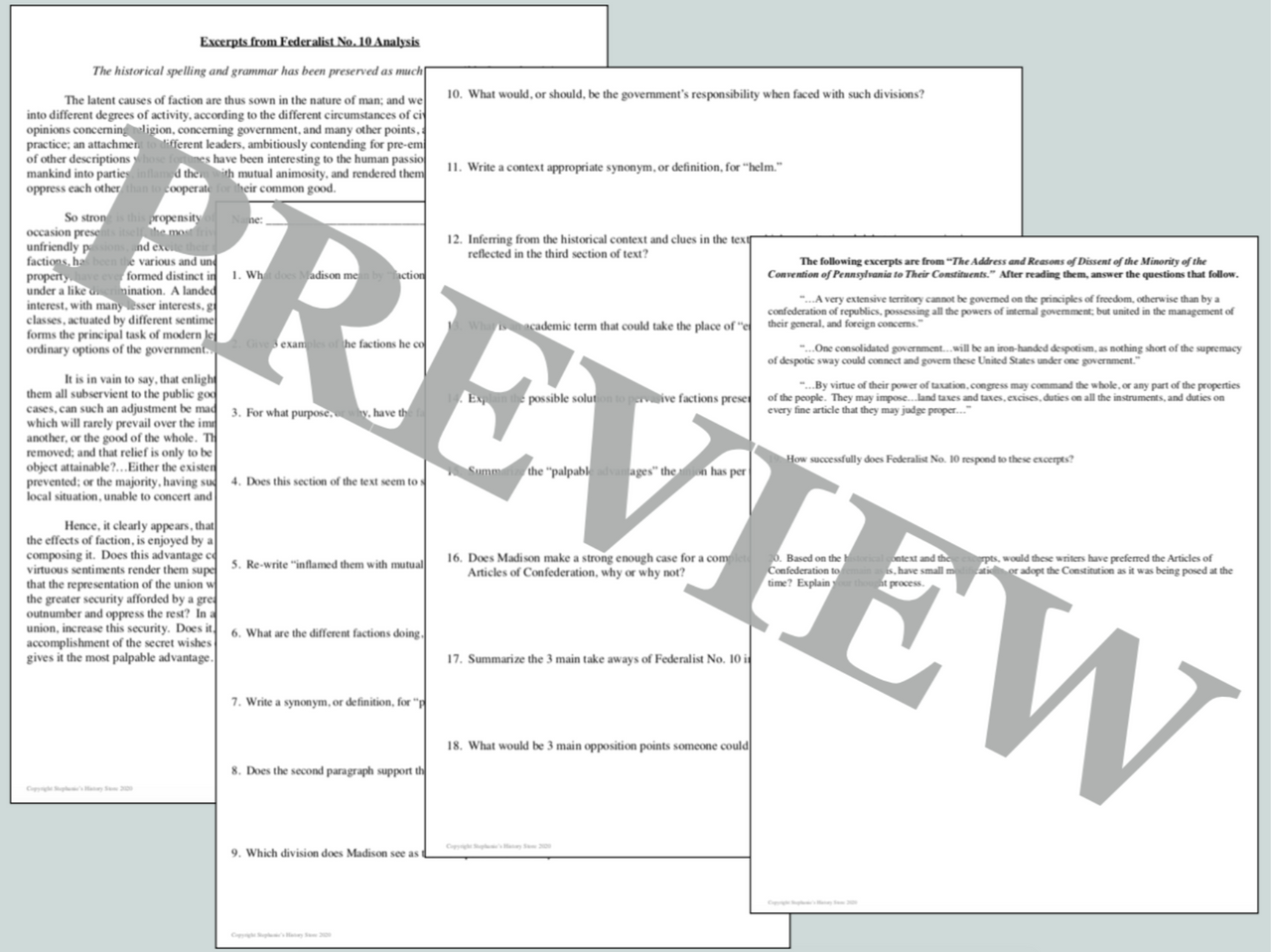 Federalist Number 10 Primary Source Analysis