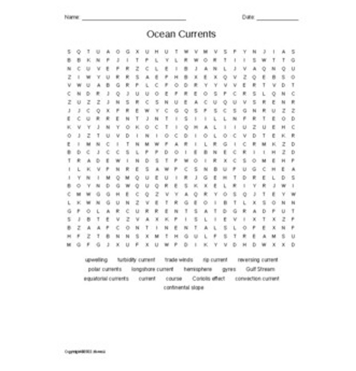 Ocean Currents Word Search for Aquatic or Marine Science - Amped Up ...