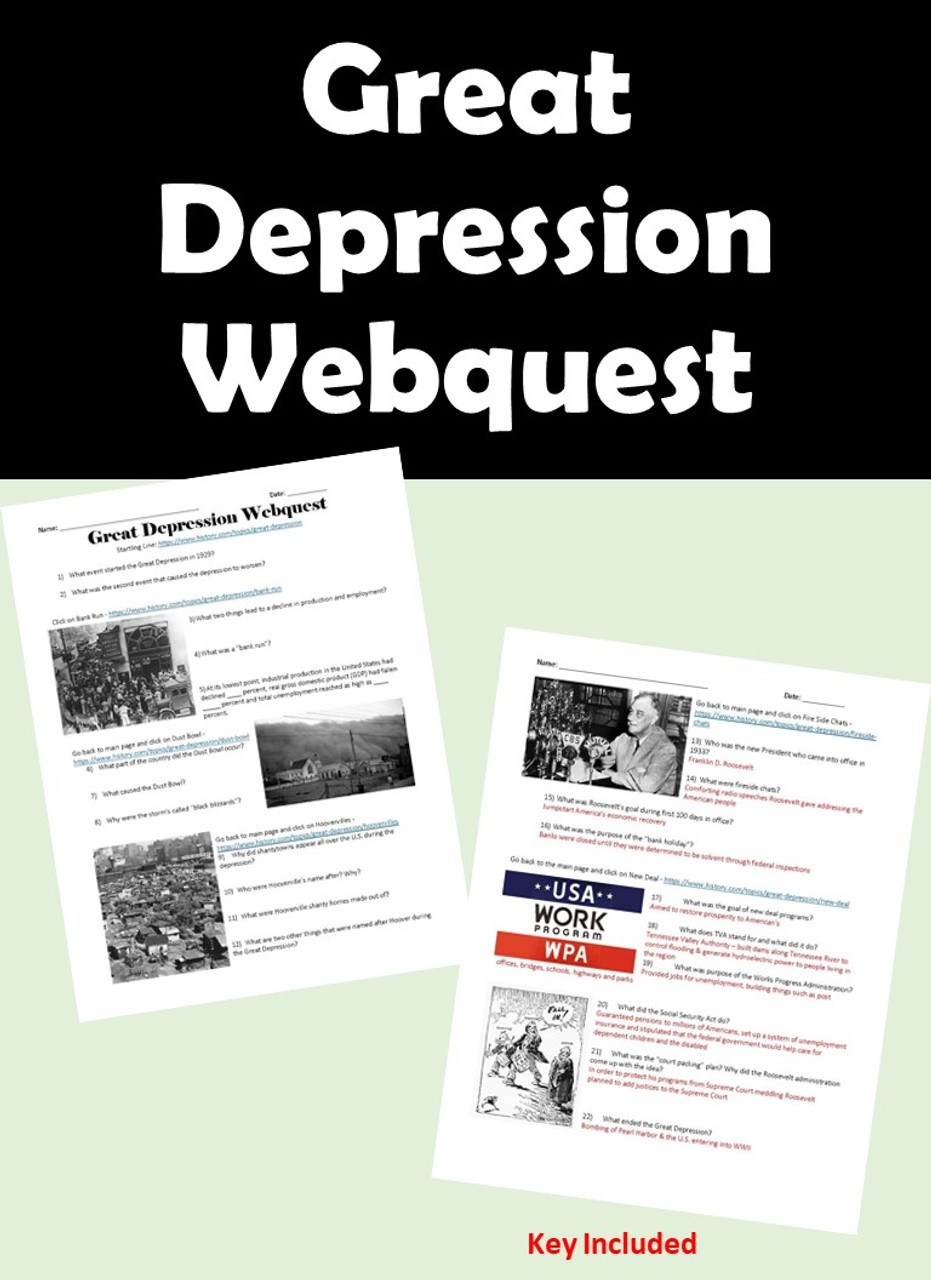 Great Depression Webquest - KEY Included