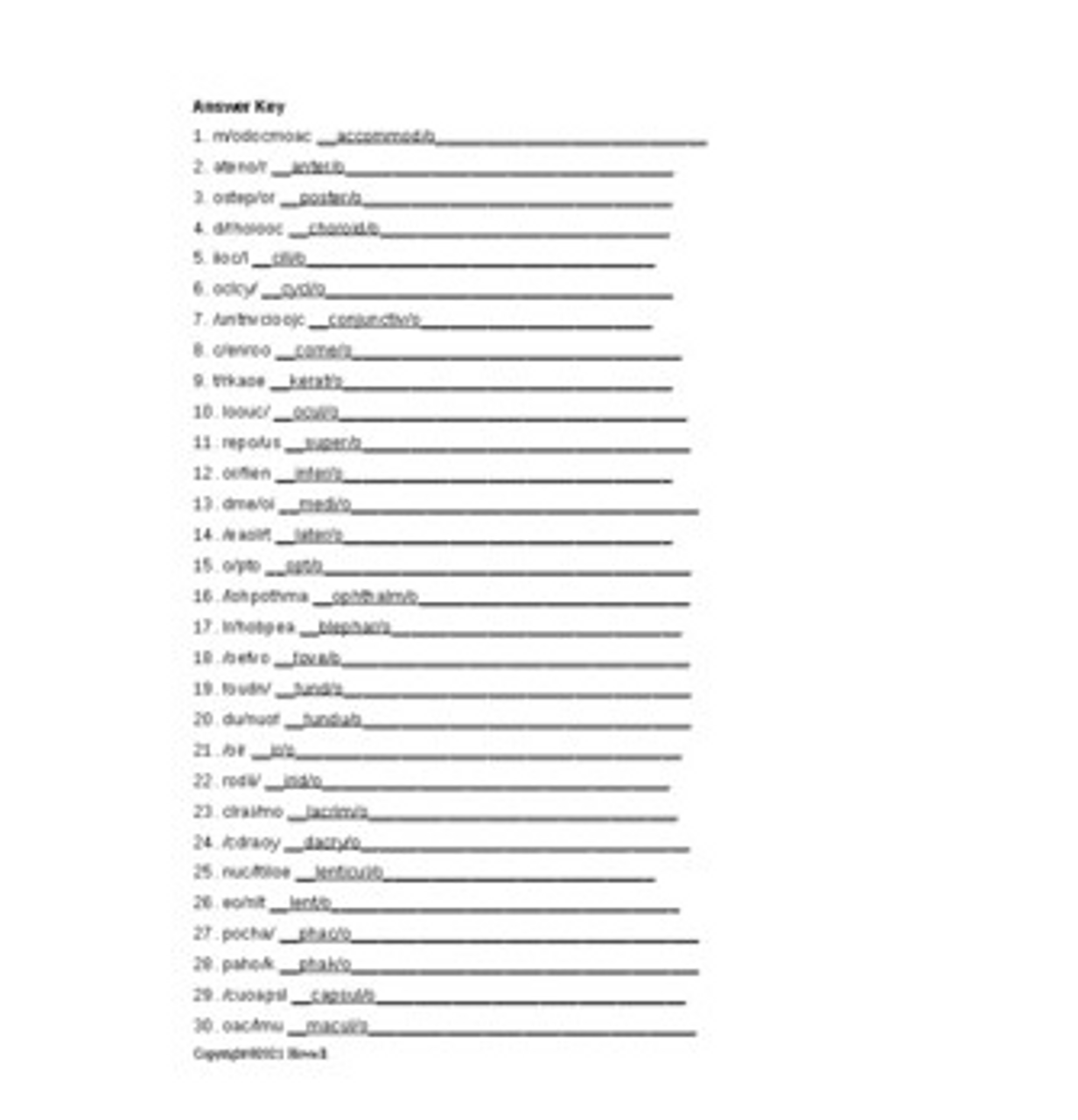 Ophthalmology Combining Forms Word Scramble Amped Up Learning