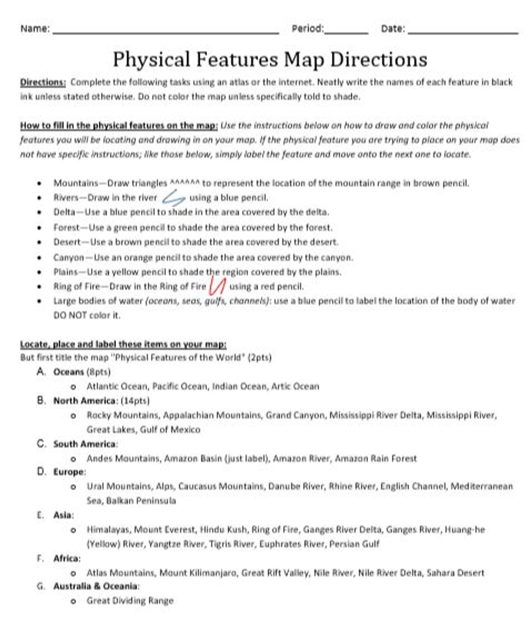 Physical Features: World Mapping Activity - Amped Up Learning