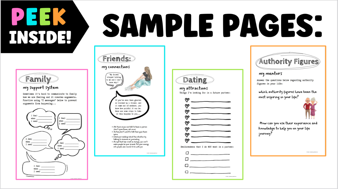 Healthy Relationships Journal for Teens - 63 PAGES!!! - Healthy ...