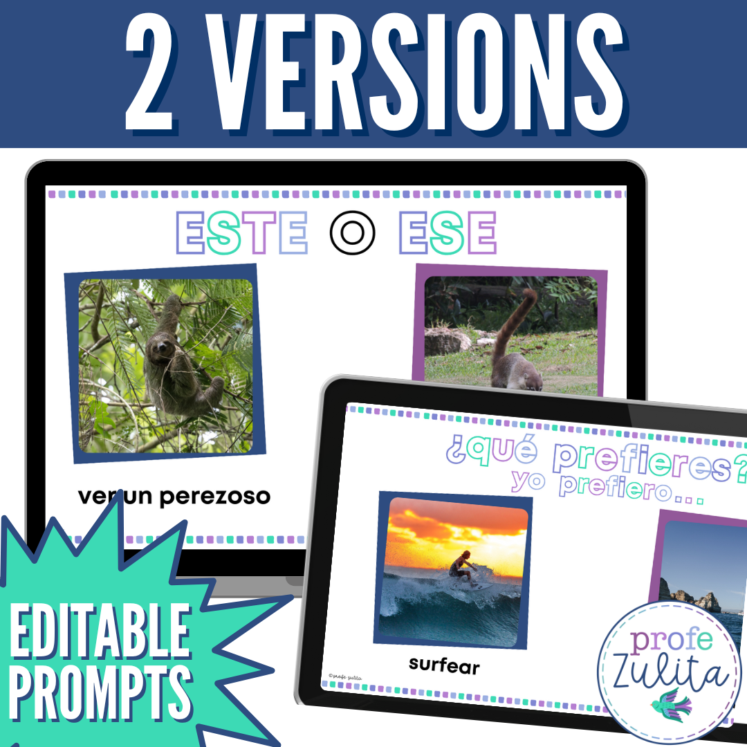 Spanish This or That Game - Costa Rica Would You Rather? Slides ...