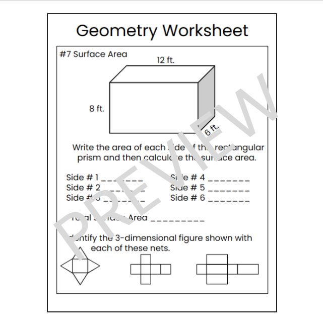 7th Grade Geometry Worksheets