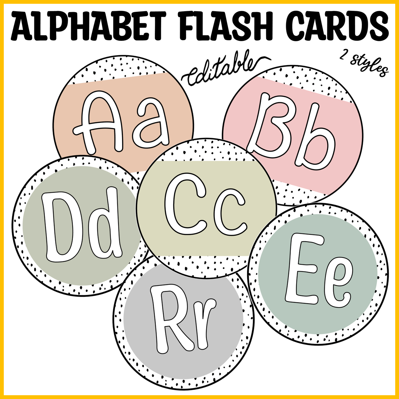 Printable Boho Neutral Spotty Alphabet Flash Cards, Word Wall Letters - Amped Up Learning for Free Printable Word Wall Letters