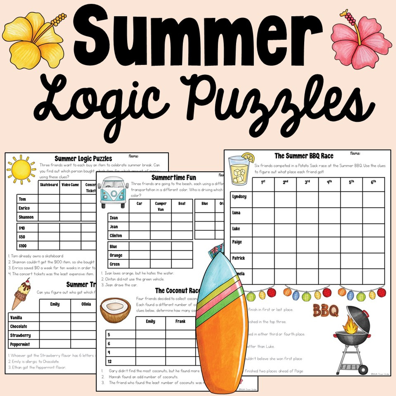 Summer Math Logic Puzzles - Easy - Amped Up Learning summer-math-logic-puzzles-easy-amped-up-learning