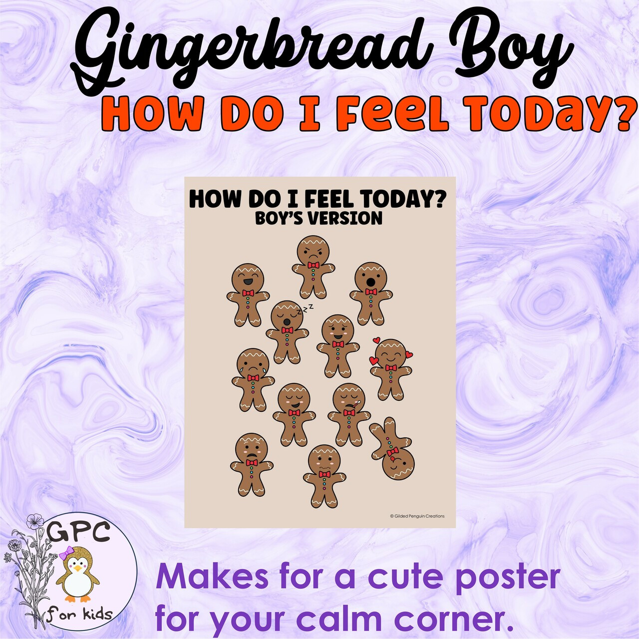 How Do I Feel Today Gingerbread BOY Poster and Flashcards Emotions Feelings