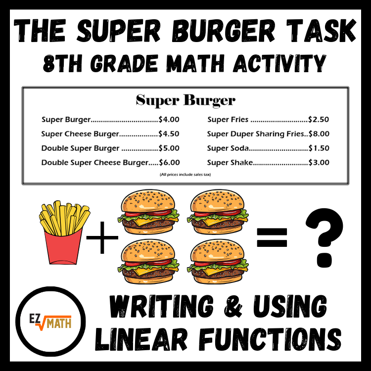 The Super Burger: Writing & Using Linear Functions From Real-World ...