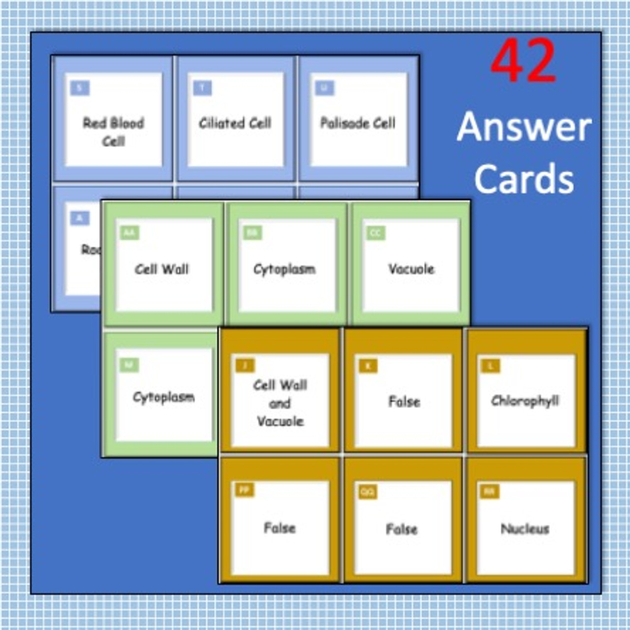 Plant and Animal Cells - 42 Question Card Sort Team Game - FREE