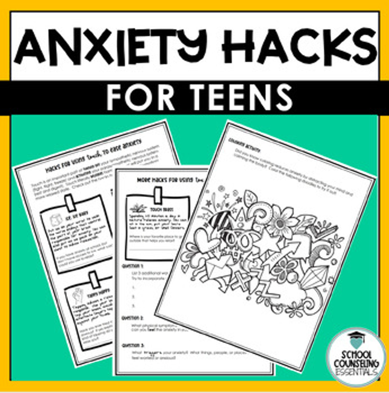 Anxiety Worksheets for Teens! 14-pages - Brain Hacks for Anxiety! anxiety-worksheets-for-teens-14-pages-brain-hacks-for-anxiety