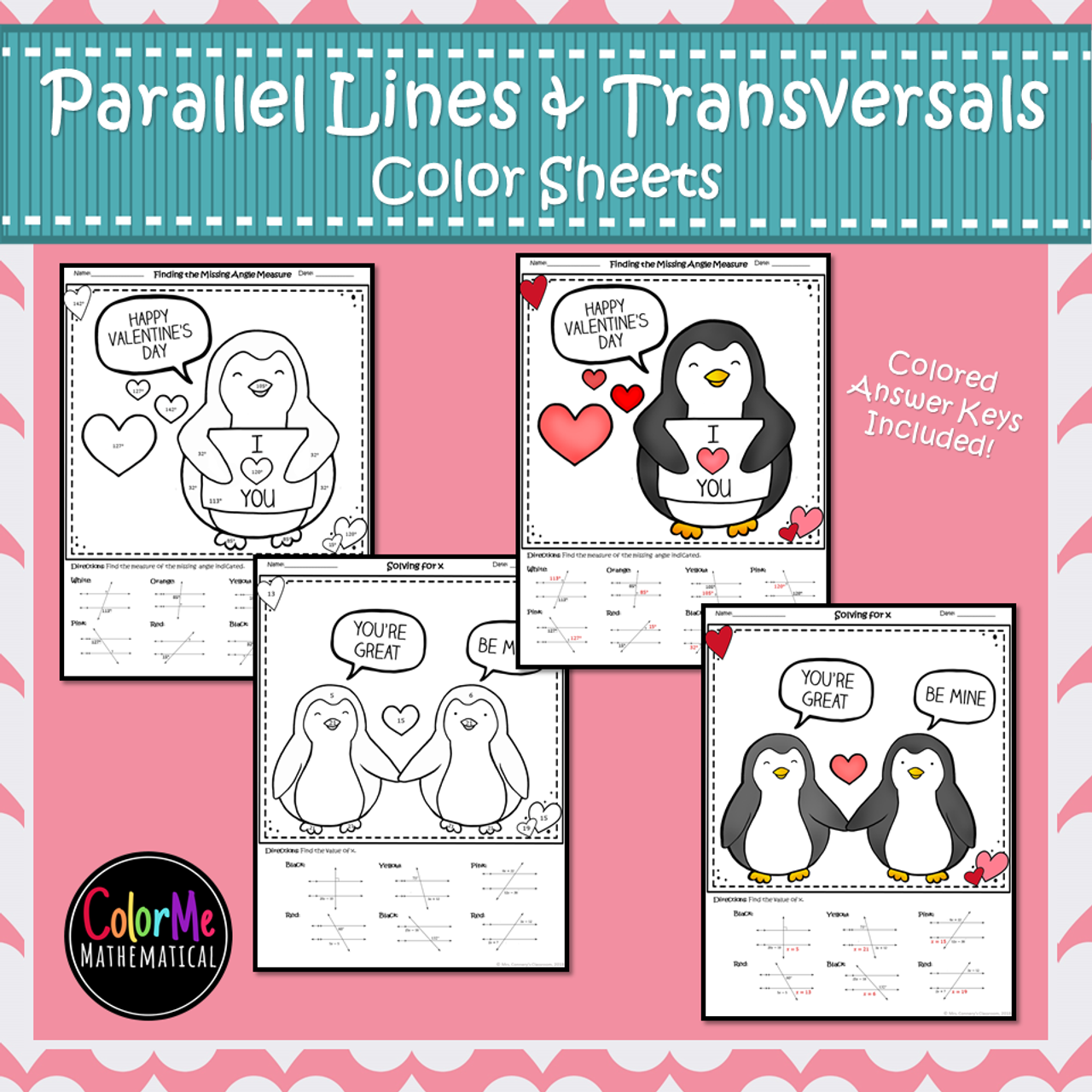 Parallel Lines cut by a Transversal Color by Number ...