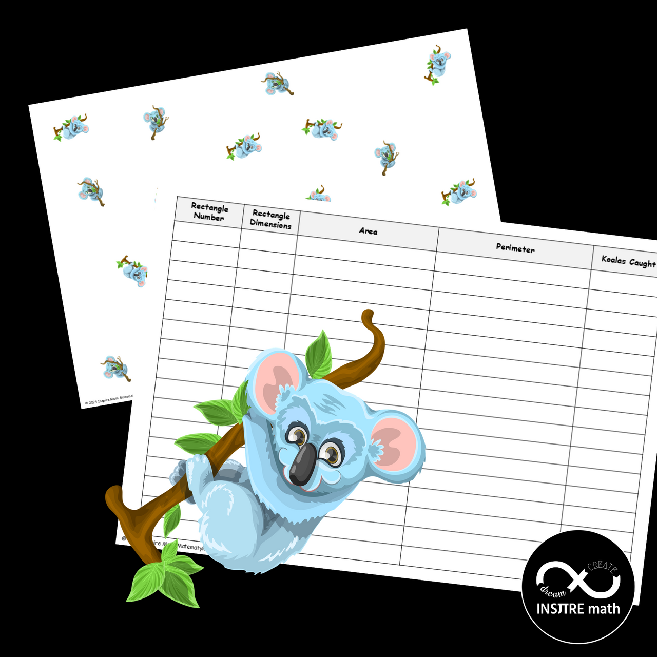 Catch Koalas Area & Perimeter of Rectangles Math & Art Project Ruler ...