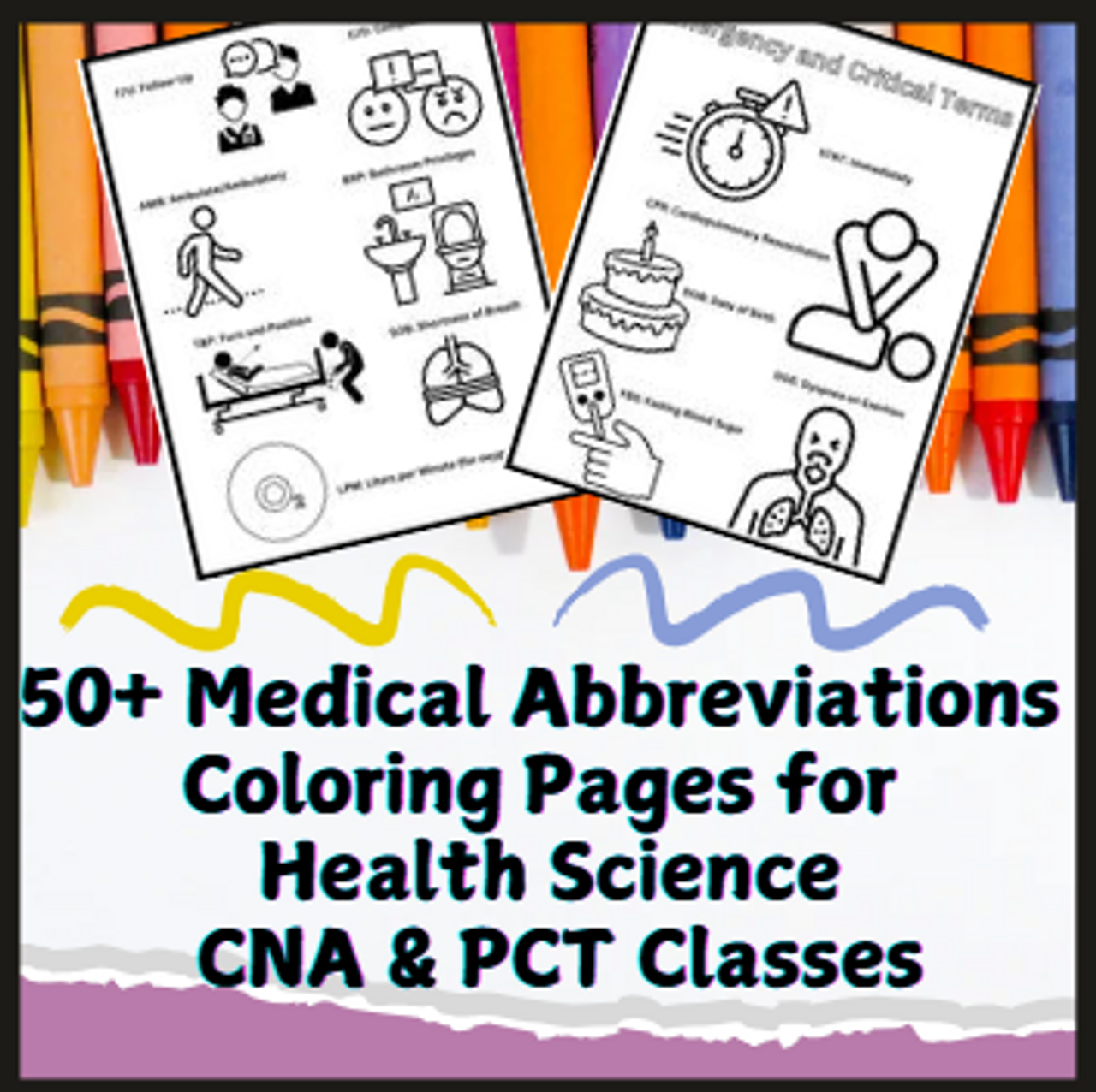 50+ Medical Abbreviations Coloring Pages for Health Science CNA