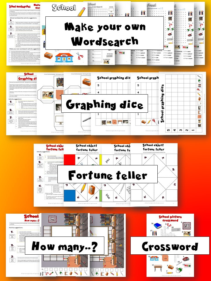 School Activity Pack - Crafts, Worksheets, Flashcards and Games - Amped Up  Learning