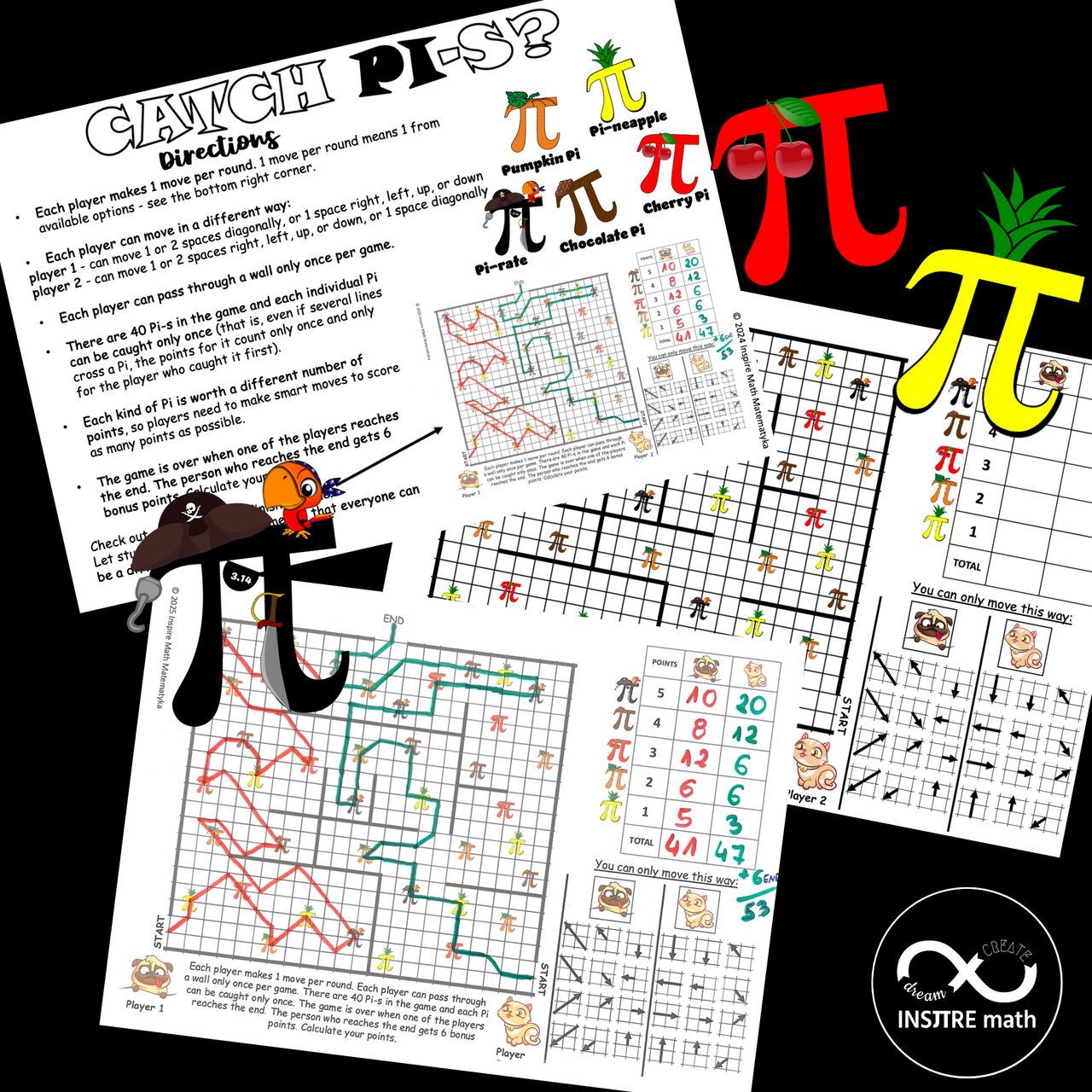 FREE Pi Day Math Activity Catch Pi-s Game Elementary | Logic Game Brain ...