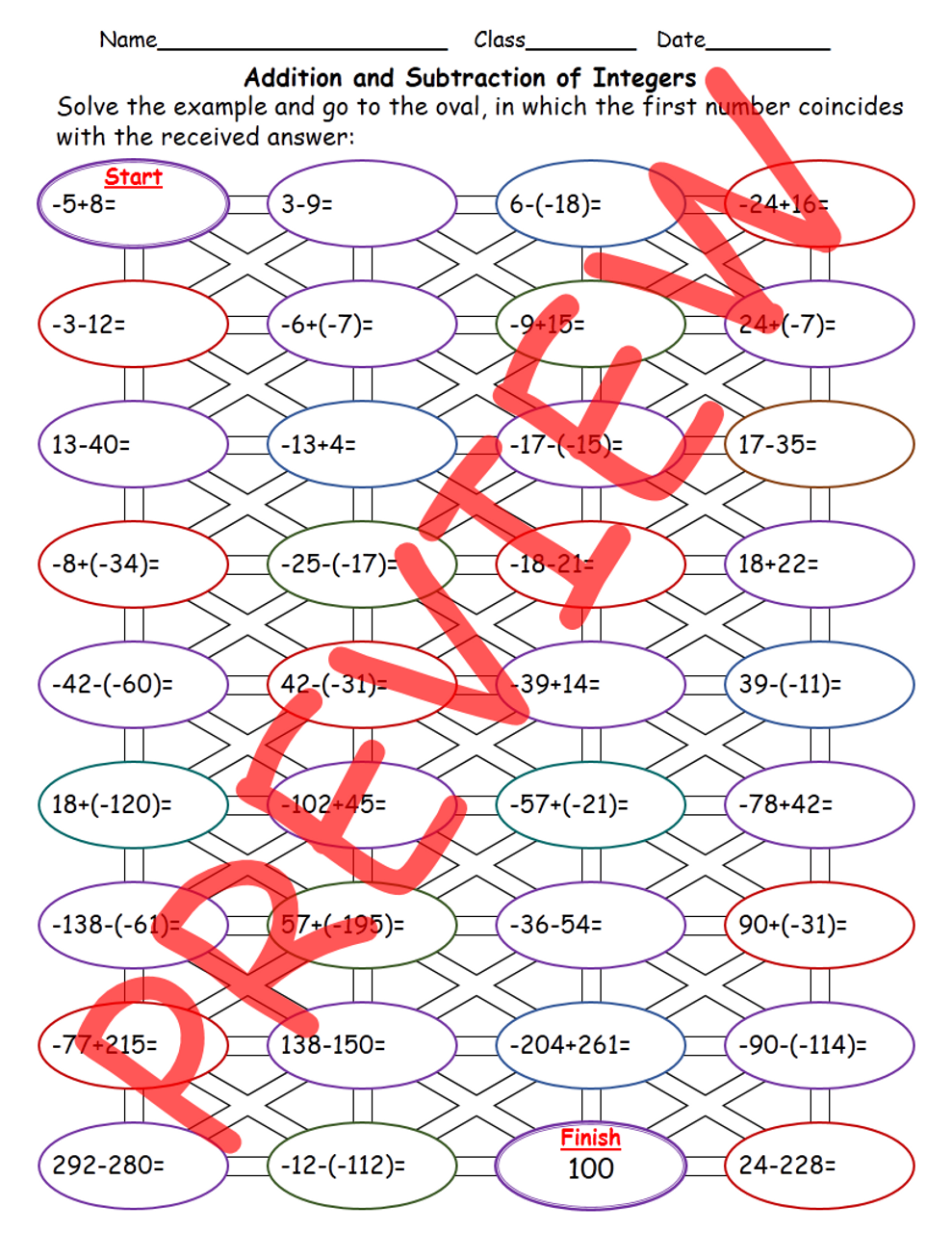 Adding and Subtracting Integers Maze - Amped Up Learning