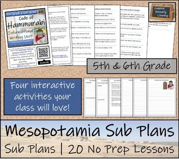 Emergency Sub Plans | Ancient Mesopotamia Bundle | 5th Grade & 6th Grade,