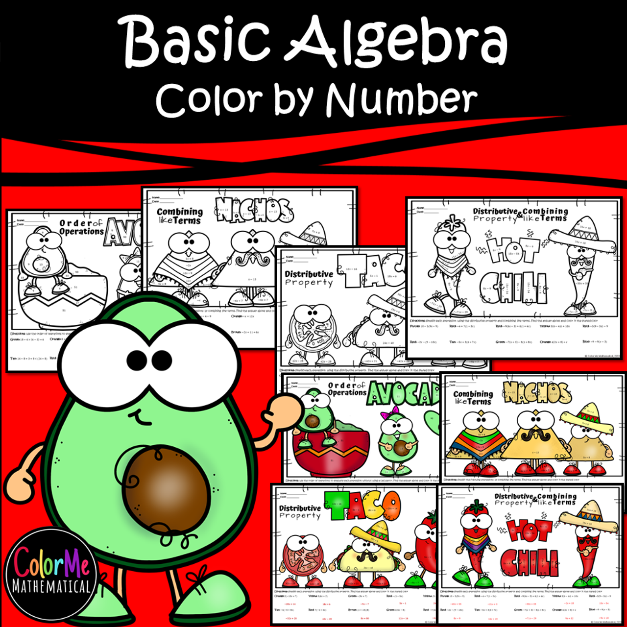cinco de mayo basic algebra color by number worksheets amped up learning