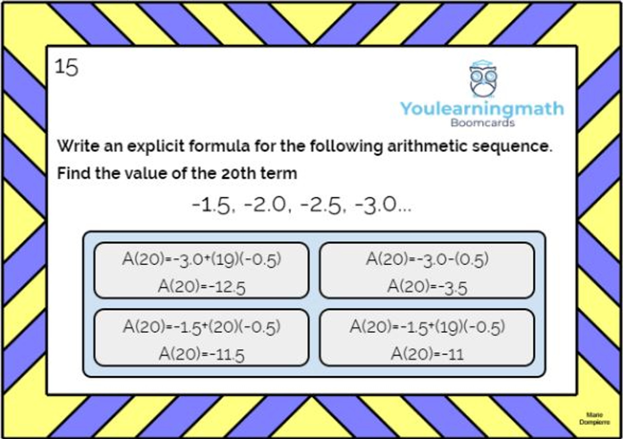 Arithmetic Sequences: Explicit and Recursive Formulas - Google Forms ...