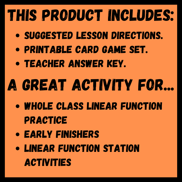 Linear Graphs & Equations Concentration Card Match Game | Grade 8 Math ...