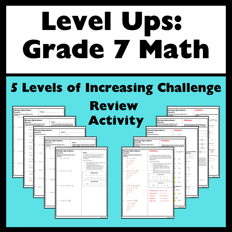 Level Ups: Operations With Integers Practice Activity | 7th Grade Math ...
