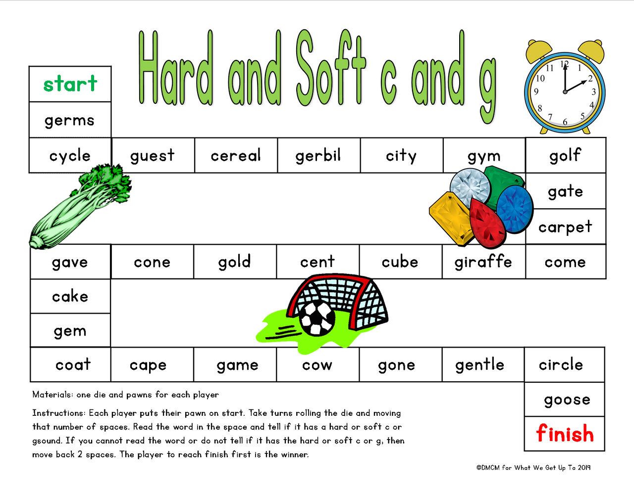 Phonics Games, Hard and Soft G, Literacy Centers for 1st Grade Phonics