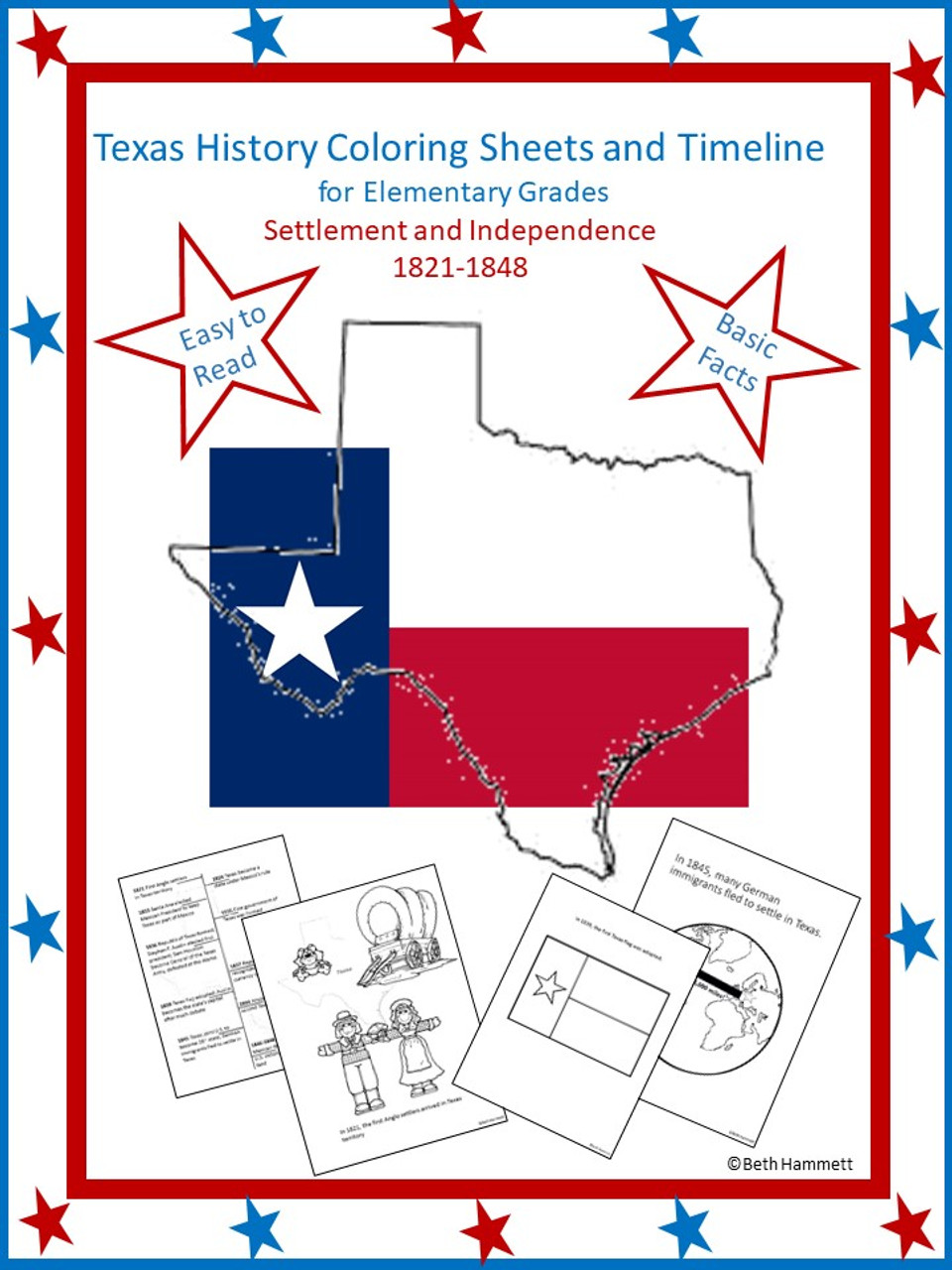 Texas History Coloring Sheets and Timeline (1821-1848)