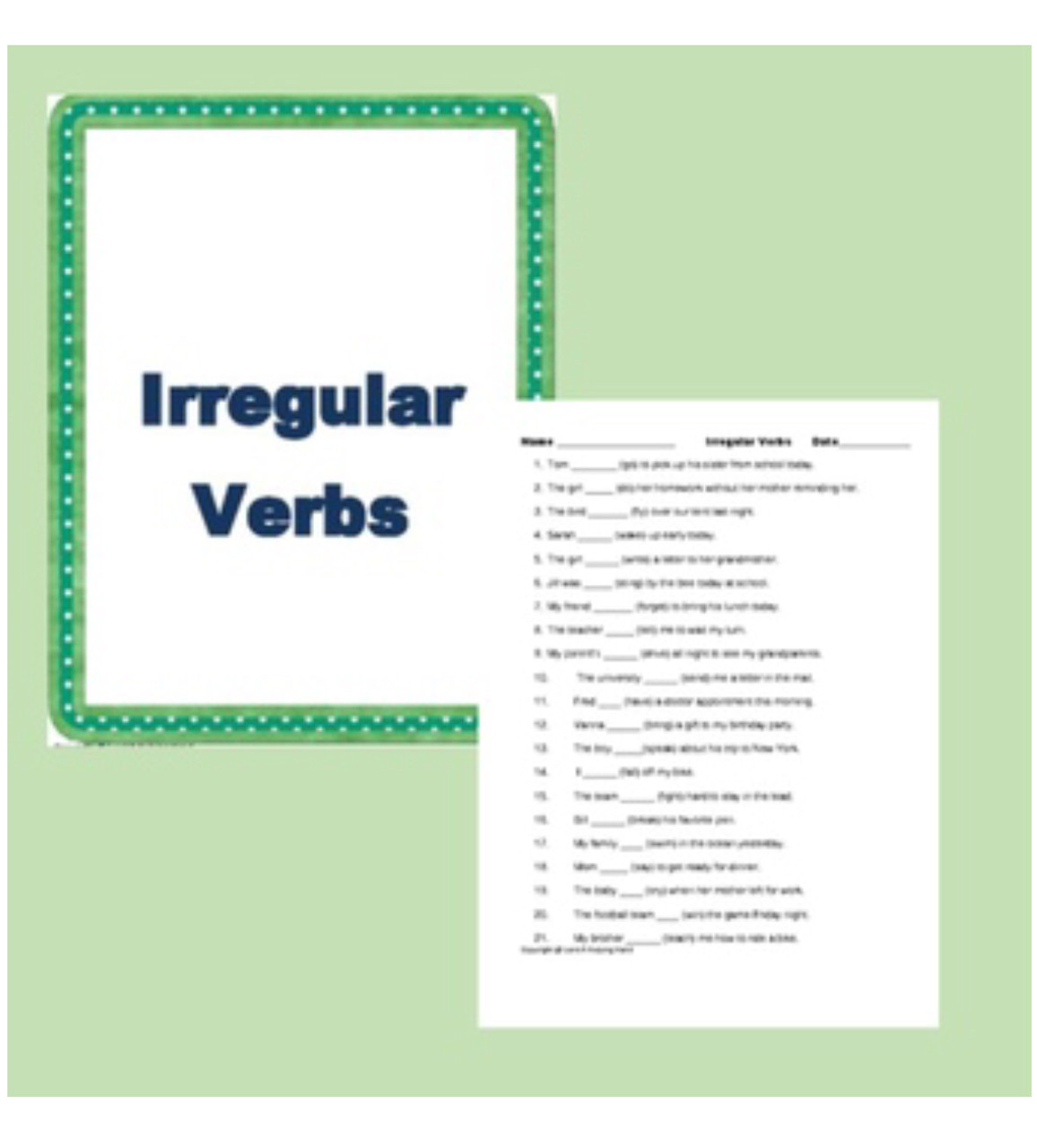 Irregular Verbs - 5 Activities to Support Teaching (Dominoes, Bingo Game,  Flash Cards, Cloze Procedure, Loop Game) - Amped Up Learning