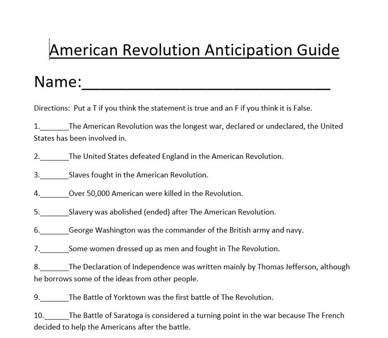 American Revolution 3-5 Week Unit: No Prep