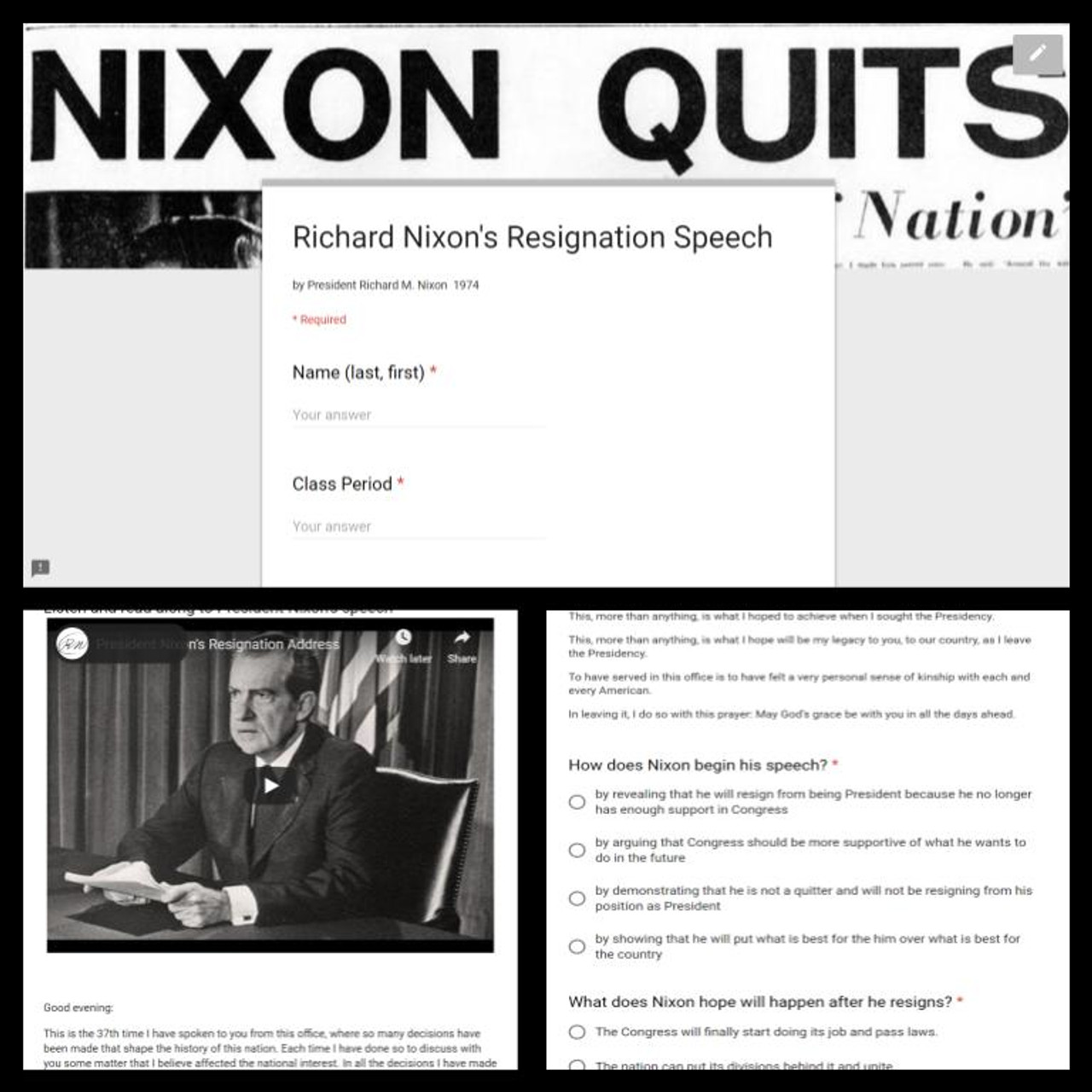 Richard Nixon's Resignation Speech