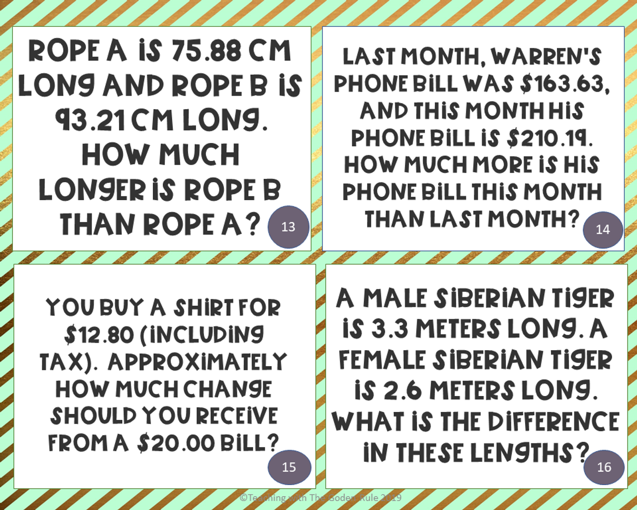 Fourth Grade Math Task Cards