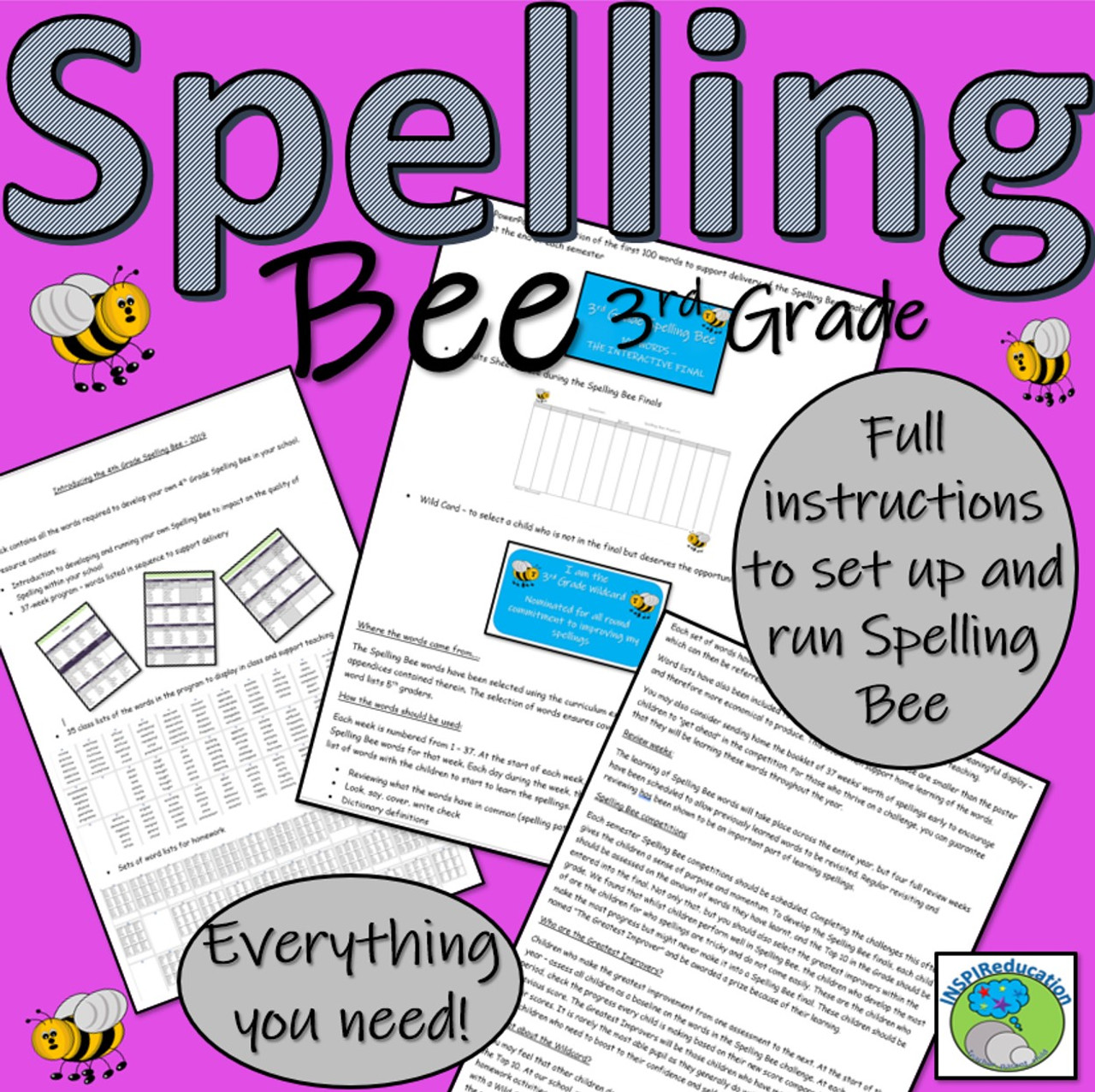 3rd Grade Spelling Bee - All You Need! 176 pages of resources