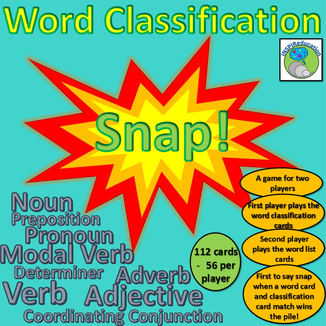 Word Classification - Snap! Game - 9 Word Classes included (Print, Cut and  Play) - Amped Up Learning
