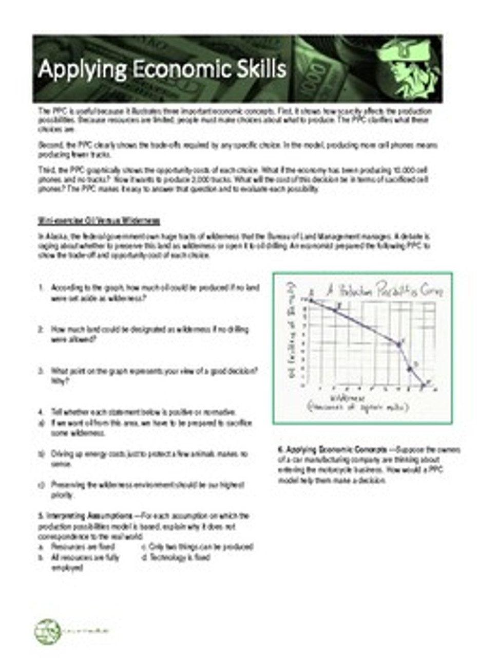 Production Possibilities Curve Worksheet Answers