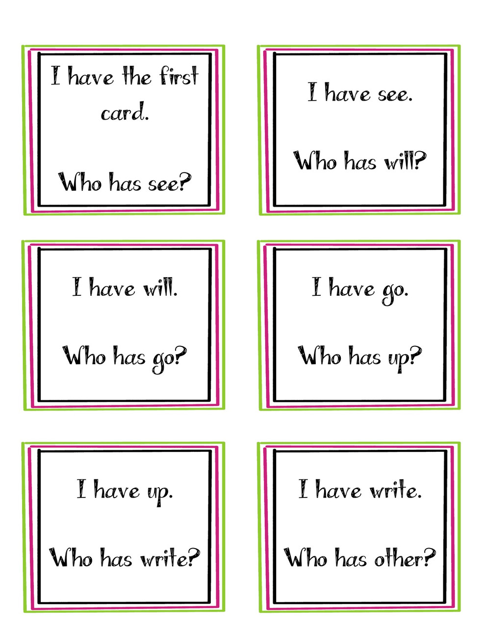 I Have Who Has Sight Words - set 3