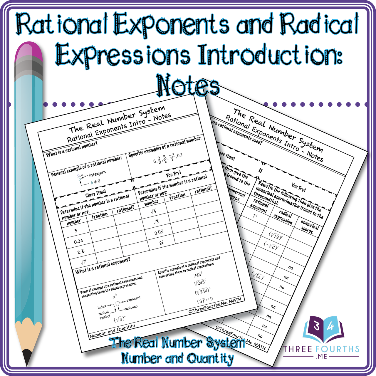 Rational Exponents and Radical Expressions Introduction Scaffolded Notes